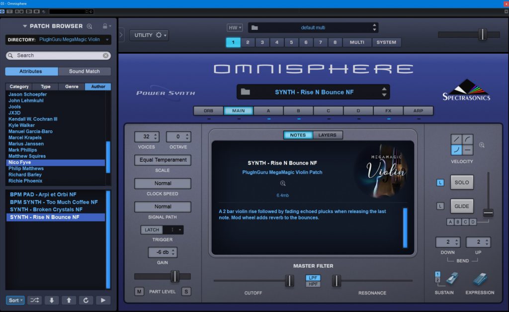 Omnisphere Patch by Nico Fyve: Rise N Bounce NF